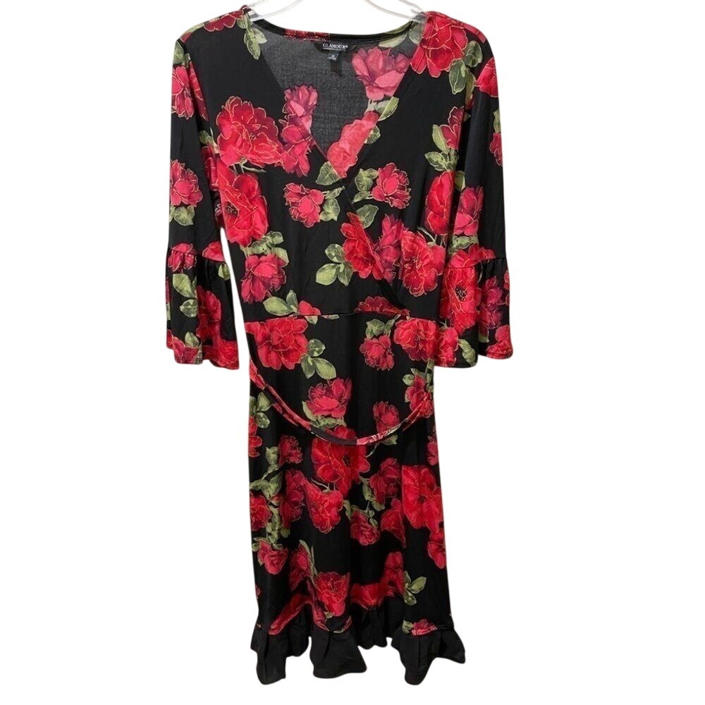 Glamour floral bell sleeve‎ floral dress